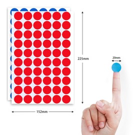 SevenFish 2400pcs 20mm Colored Dot Stickers Round Color Coding Labels, 20 Assorted Color Small Circle Sticker Coding Label Sticker for Office School Classroom Student