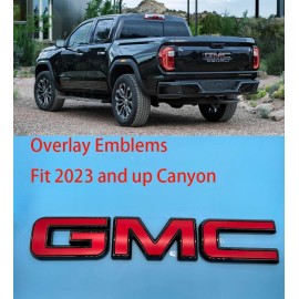 Auto Rear GMC Red Black OVERLAY Emblem Badge Fit 2023 2024 GMC Canyon