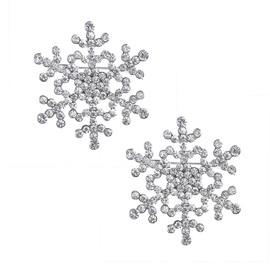 RmKbe 2 Pieces Snowflake Brooch Pin Full of Rhinestones Brooch Pin Crystal Collar Pin Bridal Wedding Brooches for Christmas