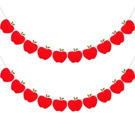 Tatuo 2 Sets Apple Shaped Felt Banners Back to School Decoration Pre-Assembled Apple Garland First Day of School Classroom Decorations Party Supplies Photo Props