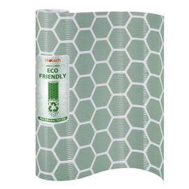 Glotoch Premium Non Slip Shelf Liner, 12” X 20 FT Drawer Liner Non Adhesive, Waterproof Shelf Liners for Kitchen Cabinets, Drawer, Fridge, Wire Shelving, Pantry, Bathroom-, Heavy Duty, Green Geometric