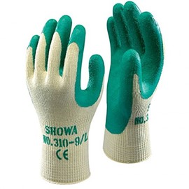 Showa 310XL Green 10 Gauge Polyester Cotton Gloves Latex Coated Palm, XL, green