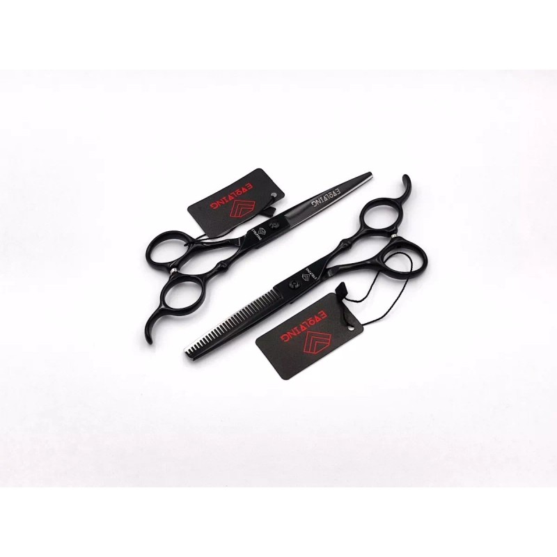 EVOLVING Tijeras Negro Mate Con Peines Al Carbon Barbero Estilista