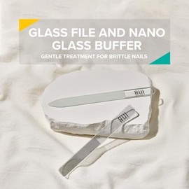 Rui Smiths CarbonConscious - Juego de lima de uñas de cristal y nano cristal para manicura brillante, reutilizable, con fundas protectoras