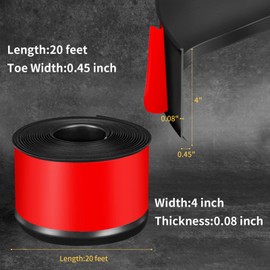 Flexible Baseboard Molding Trim, 4 Inch Self-Adhesive Vinyl Wall Base, Peel and Stick Cove Base, Rubber Wall Base, Baseboard Moulding Trim (20Ft, Black)