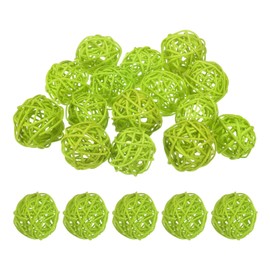 M METERXITY 15-Pack Wicker Rattan Balls 50mm/2 Inch Decorative Rattan Balls Orbs Vase Fillers Bowl Fillers for Christmas/Weddings/Thanksgiving/DIY Crafts/Home Decor [Green]
