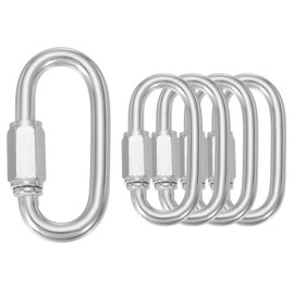sourcing map Quick Links M6 2.28 Inch Stainless Steel Chain Connector Large Opening Screw Chain Link D Shape Locking Looks for Hammock Camping and Outdoor Equipment Pack of 5