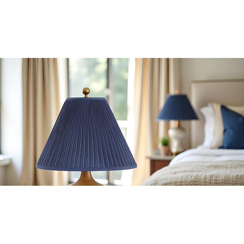 Aspen Creative 33170, Mushroom Pleated Traditional Dark Blue Spider Lamp