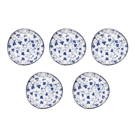 Ichikyu Mino Ware Small Plate, Diameter Approx. 4.7 inches (12 cm), Set of 5, Dyed Rabbit, Made in Japan