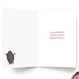 NobleWorks 12 Funny Christmas Cards w/5 x 7 Inch Envelopes (1 Design, 12 Each) - Football Attention C8757XSG-B12x1