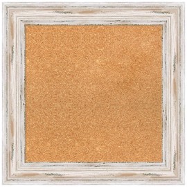 Amanti Art Natural Cork Board for Wall, 23x23 Vision Board with White Frame, Small Corkboard Office Decor for Home Organization, Coastal Corkboard Pinboard to Display Items for Home Organization
