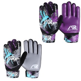 Arsh Sports 2Pack Goalkeeper Gloves for Kids, Youth and Adult Football Soccer Goalie Gloves with 4-mm Latex Spine & Double Wrist Protection (Gray/Purple, Size 2 Suitable for 4-5 Years)