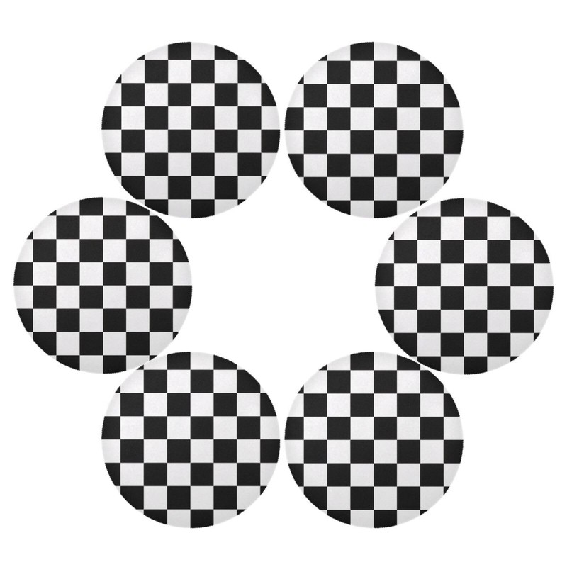 Bulletgxll Checkerboard Round Placemats Set of 6 Washable Table Mats