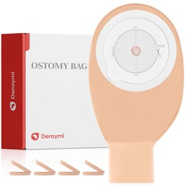 DERAYMI 20PCS Colostomy Bags, One-Piece Stoma Bags Ostomy Supplies, Ostomy Bag for Colostomy, Ileostomy, 15-65mm Cuttable Chassis with Four Included Clips for Easy Emptying