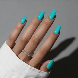 SXVME Uñas postizas acrílicas naturales, semitransparentes, con pegamento, estilo ataúd, reutilizables, 28 unidades.
