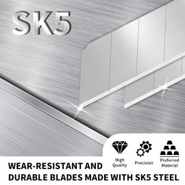 50-Pack 25MM Utility Knife Blades, Snap off Knife Blades for Retractable Box Cutters and Knife, SK5 Blades in Bulk Pack. 10pc ×5c