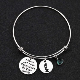 Always Let Your Conscience Be Your Guide Keychain Jiminy Cricket Quote Keychain Motivation Gift (Bracelet)