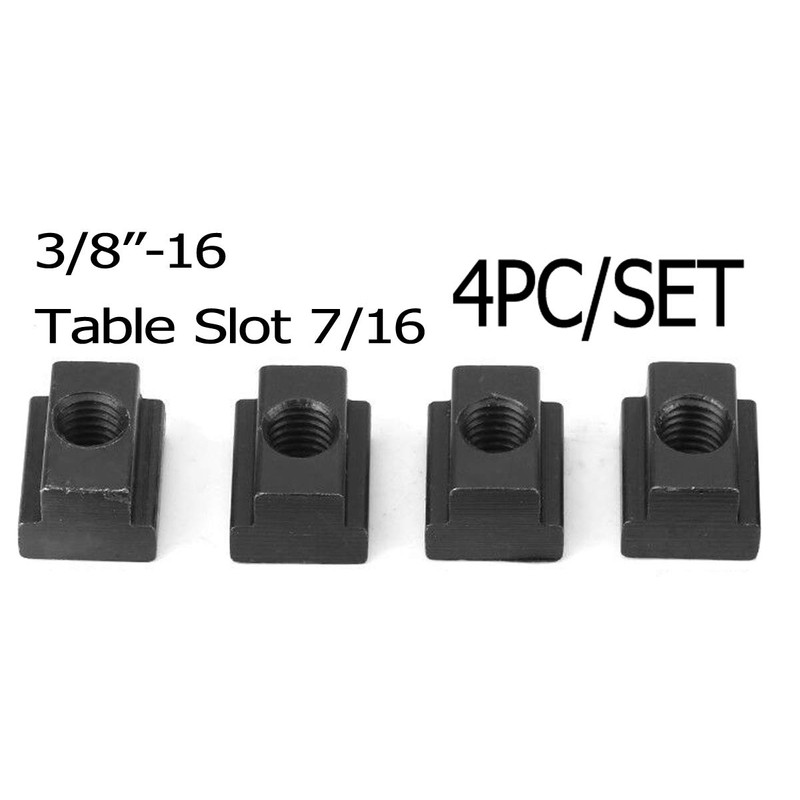 4PC Set T-Slot Nut Black Oxide Finish 3/8-16 Threads Table