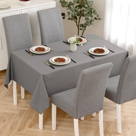 MIULEE Rectangular Table Cloth Wipe Clean 140x180 cm Fabric Tablecloth Waterproof Linen Wipeable Polyester for 4 to 6 Seater Dining Table Cover for Kitchen Indoor Outdoor Dark Grey