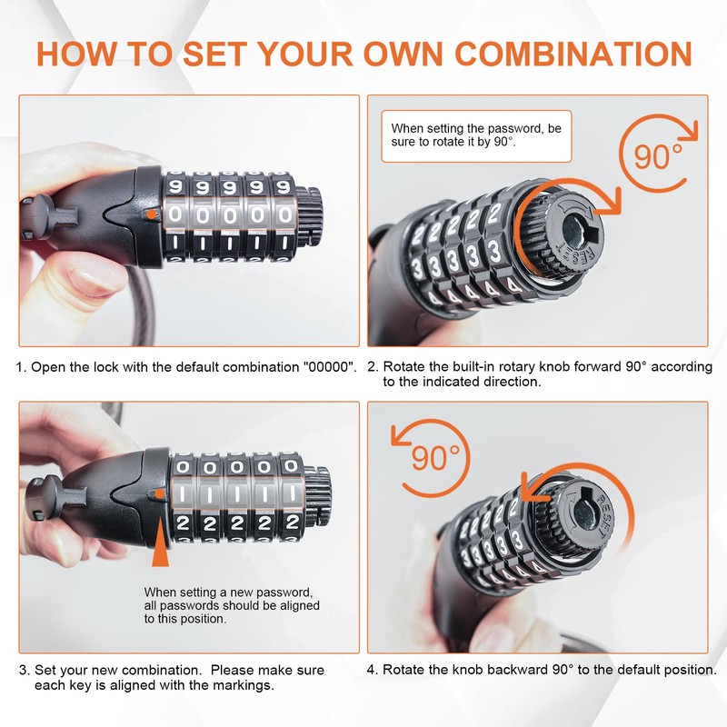 GRIFEMA GAK1203-12 Bicycle Lock Anti-Theft Cable Lock with 5 Digit