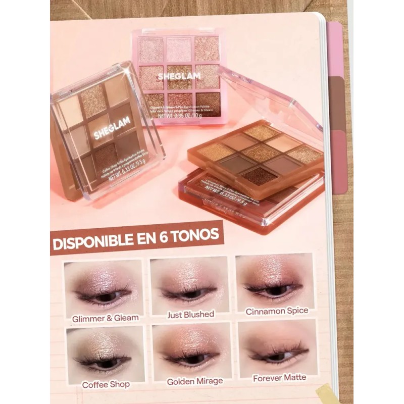 SHEGLAM Glimmer & Gleam Paleta de Sombras 9 Tonos Brillantes