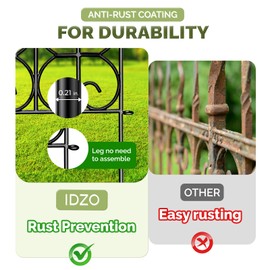 Idzo Heavy Duty Steel 32in x 10ft (5 Panels) Decorative Garden Fence, No Dig Decorative Fence, Rustproof Metal Garden Fence Border for Outdoor Yard Patio, Small Animal Barrier Fence for Dog Rabbit Pet