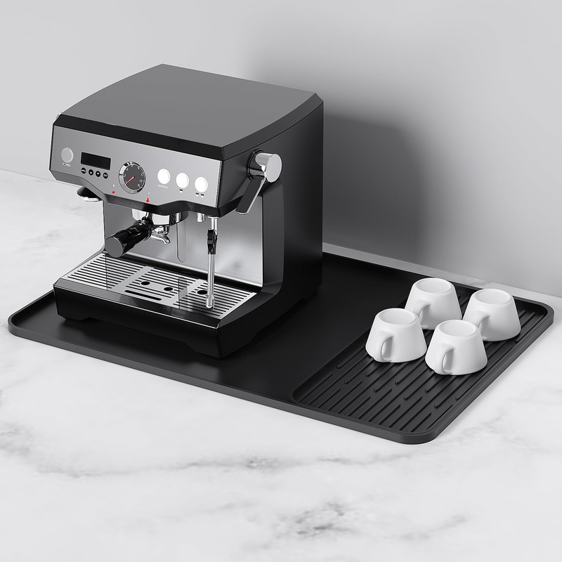 Coffee Mat, 2-in-1 Silicone Bar Mat with Detachable Dish Drying
