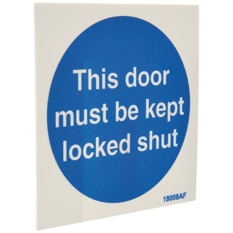 V Safety This Door Must Be Kept Locked Shut Sign