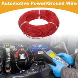 Partuto 1 Pcs 24AWG Universal Ground Wire Car Radio, Automotive, Car Speakers Power Wire Fully Insulated& Soft Touch Jacket TC Red 1001FT
