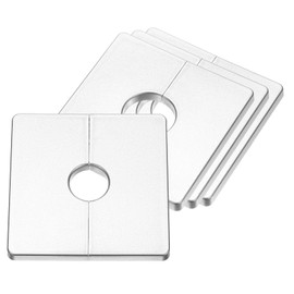uxcell 4Pcs ABS Plastics Square Shaped Escutcheon Plate, Wall Split Flange, 28mm Diameter Wall-mounted Pipe Mouth Decorative Cover, Silver