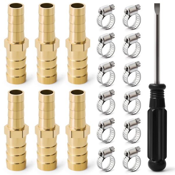 Josaton Straight Brass Barb Fitting Reducer 6Pcs Barb Splicer Fit
