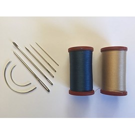 Upholstery Repair Kit Coats Extra Strong Upholstery Thread Plus Heavy Duty Assorted Hand Needles: 7 Needles and 2 spools 150 Yards Each (Soldier Blue & Hemp)