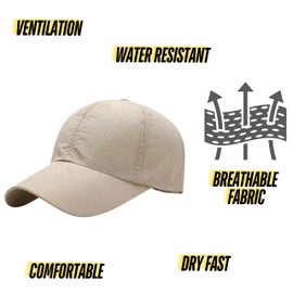 Quick Dry Sun Hat, Baseball Cap Mesh Lightweight Summer Hat for Men Women Unisex Running Fishing Biking Outdoor Sports, Khaki, One Size