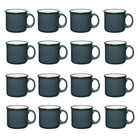 Gifts by Design Set of 16 Ceramic Campfire Mugs – 15 Oz, Gray – Coffee & Tea Cups for Home, Work, Travel, Camping – Customizable, Great for DIY, Events, Companies