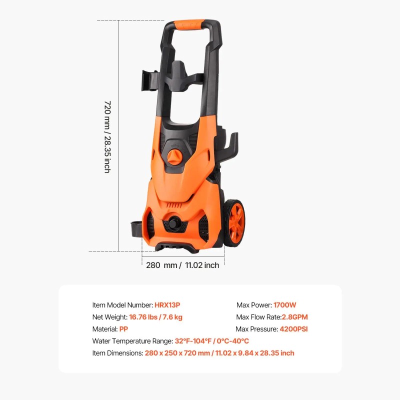 Electric High Power Pressure Washer Max 4200 PSI 2.8 GPM