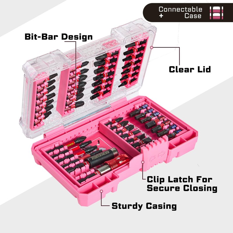 Geinxurn 48Pieces Impact Screwdriver Bits Set, Magnetic S2 Steel Phillips/Slotted/Square/Torx