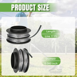 Eyoloty KST 130X-06 Replacement Trimmer Spool Line 0.080" 17Ft Compatible with Kobalt 40-Volt KST-130X String Trimmer Weed Eater,2905303 Dual Line Spool with Replacement Bump Knob (8 Pack)