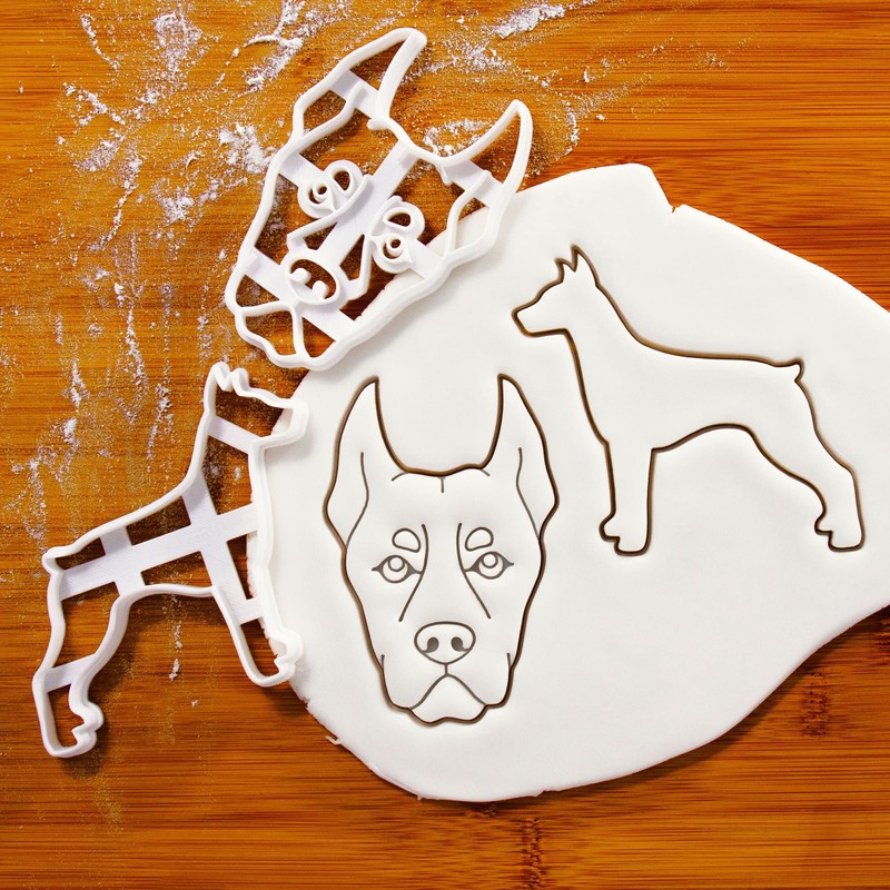 Set of 2 Doberman Pinscher Cookie Cutters, 2 Pieces -
