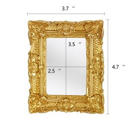 2x3 inches Ornate Hand-Crafted Resin Picture Frame with Easel, for Tabletop & Wall Display，Vintage Photo Frame -GOLD