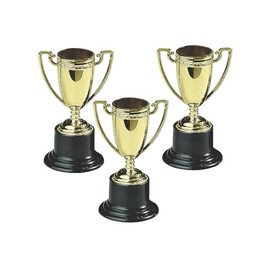 Fun Express Small Plastic Gold Trophies - Party and Event Supplies - VBS Vacation Bible School Supplies/Decor - Bulk Set of 24
