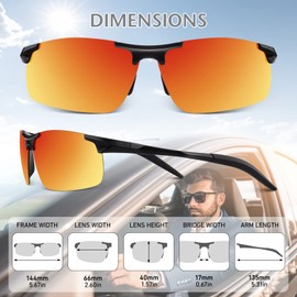 LINVO Mens Sports Polarized Sunglasses UV Protection Ultralight Al-Mg Frame Driving Fishing Sun Glasses