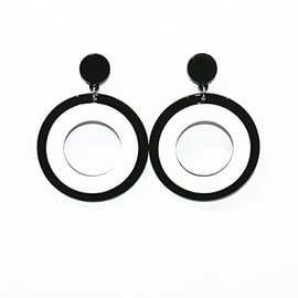 Punk Acrylic Spiral Circle Flowers Drop Earrings White Black Geometric Striped Checkered Dangle Earrings for Women Party Jewelry-hollow white