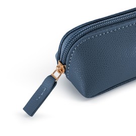 Miquelrius - Oval Pencil case with 1 Compartment, Size 190 x 55 x 30 mm, Outer Material and Handle in Imitation Leather, Zipper, Colour: Blue, Navy Blue, 192 x 55 x 30 mm, MR19204, Blue, Navy Blue,