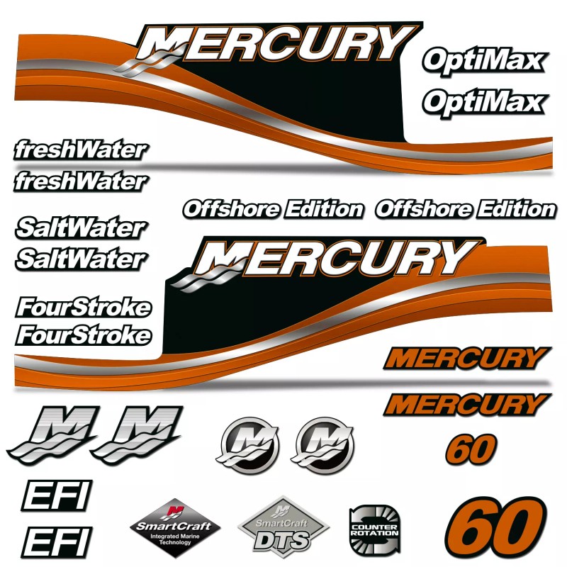 AMR Racing Mercury 60 Four 4 Stroke Decal Kit Outboard