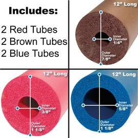 Rehabilitation Advantage Closed Cell Assorted Foam Tubing, 12 Inches Long, Set of 6