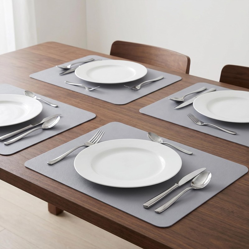 DRMHM 6 Pack Faux Leather Placemats for Kitchen Dining Table