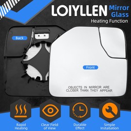 LOIYLLEN Passenger Side Mirror Replacement for Ford Bronco 2022 2023 - Right Side Mirror Glass, Rear View Mirrors Glass with Power Heated