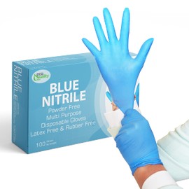 EcoQuality Blue Disposable Nitrile Gloves, Heavy Duty, Latex Free, Powder Free, Mechanic Gloves, Cooking Gloves, Cleaning Gloves (2000, Small)