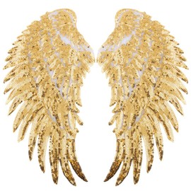 LOCOMO Large Sequin Angel Wing Iron On Patch Sew On Patch DIY Applique Motif for Clothing Jacket Decoration