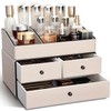 KINGFOM Make Up Organiser with Drawer Makeup Organiser PU Leather